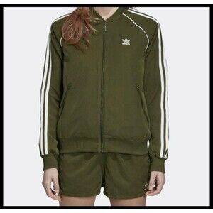 Adidas Originals Trefoil Zipper Track Jacket Racing Stripes Olive Green XS